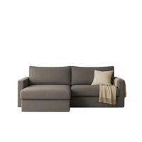 ECKSOFA Mit Schlaffunktion Und Bettzeugablage LUBEKA Stoff Faro Dunkelgrau Links - Dunkelgrau, Holz (140/147cm) - Kaiser Möbel