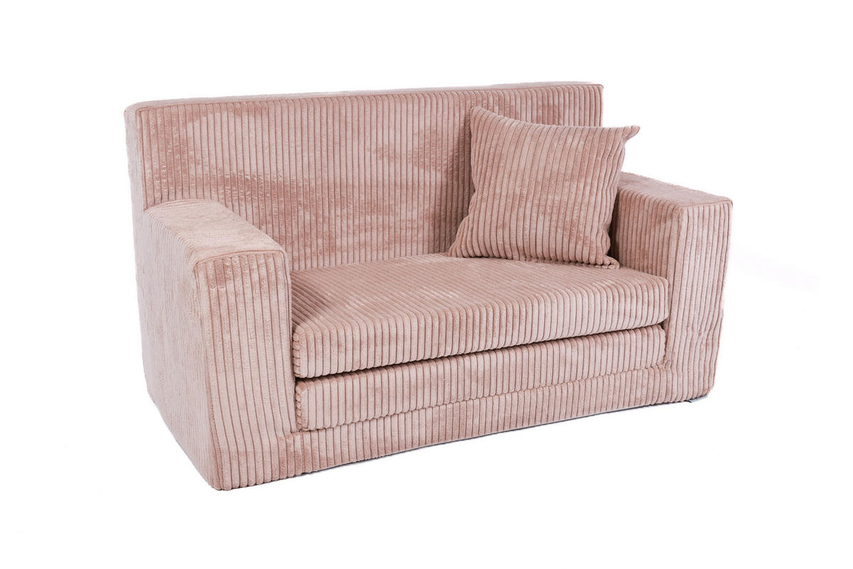 KINDERSOFA aus Kuschel-Cord in Altrosa - Altrosa, Textil (83/47/43cm) - Fortisline