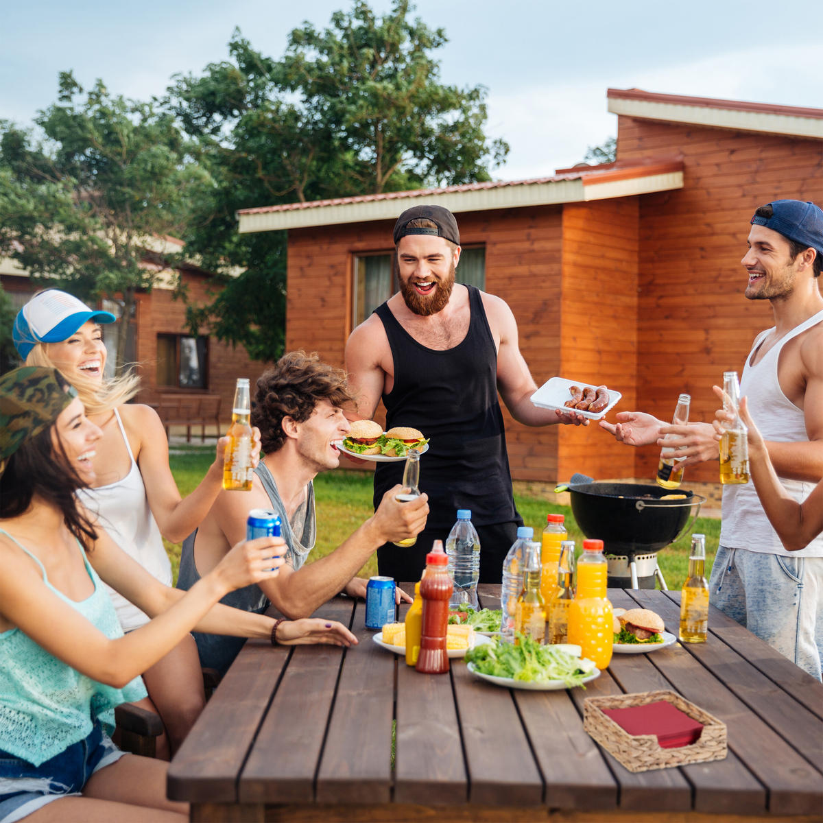 SERVIETTENHALTER - Hellbraun, Textil/Metall (23/23cm) - Relaxdays