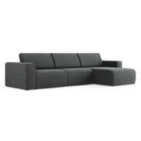 ECKSOFA Links Strukturstoff Stoff Grau - Schwarz/Grau, Kunststoff/Textil (314/167cm) - Makamii