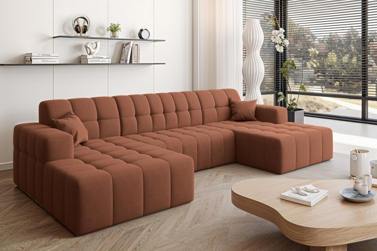 ECKSOFA U-Form Nimes Stoff Portland Kupfer - Kupferfarben, Holz/Textil (168/350cm) - Kaiser Möbel