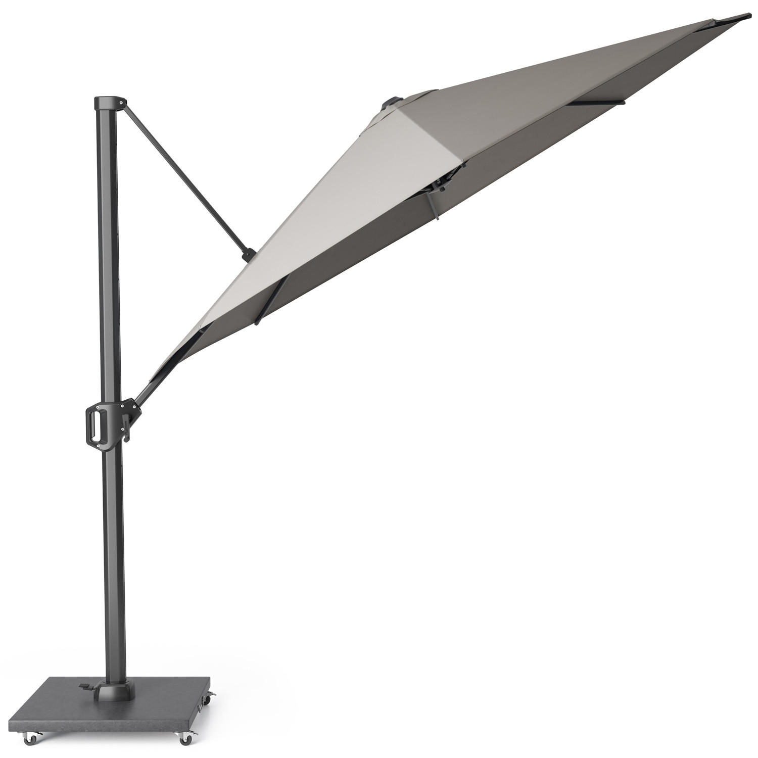 AMPELSCHIRM rund 3.5 m Challenger T¹ Premium 360° kippbar grau/anthrazit - Grau, Metall (350/350cm) - Platinum