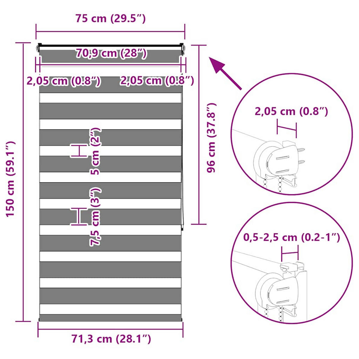 DOPPELROLLO 75/150 cm Stoffbreite 70,9 cm aus Polyester Hellgrau - Hellgrau, Textil (75/150cm) - vidaXL