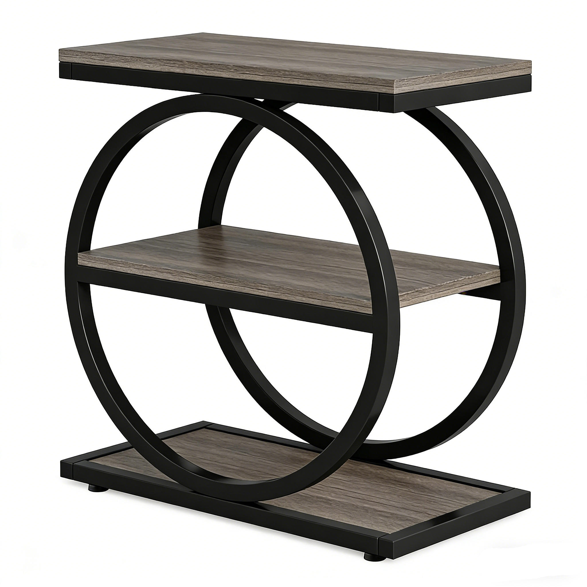 BEISTELLTISCH schmal mit Ablagefächern Holz 60/65/30 cm - Grau, Holz (30/60/65cm) - Kaket