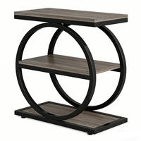 BEISTELLTISCH schmal mit Ablagefächern Holz 60/65/30 cm - Grau, Holz (30/60/65cm) - Kaket