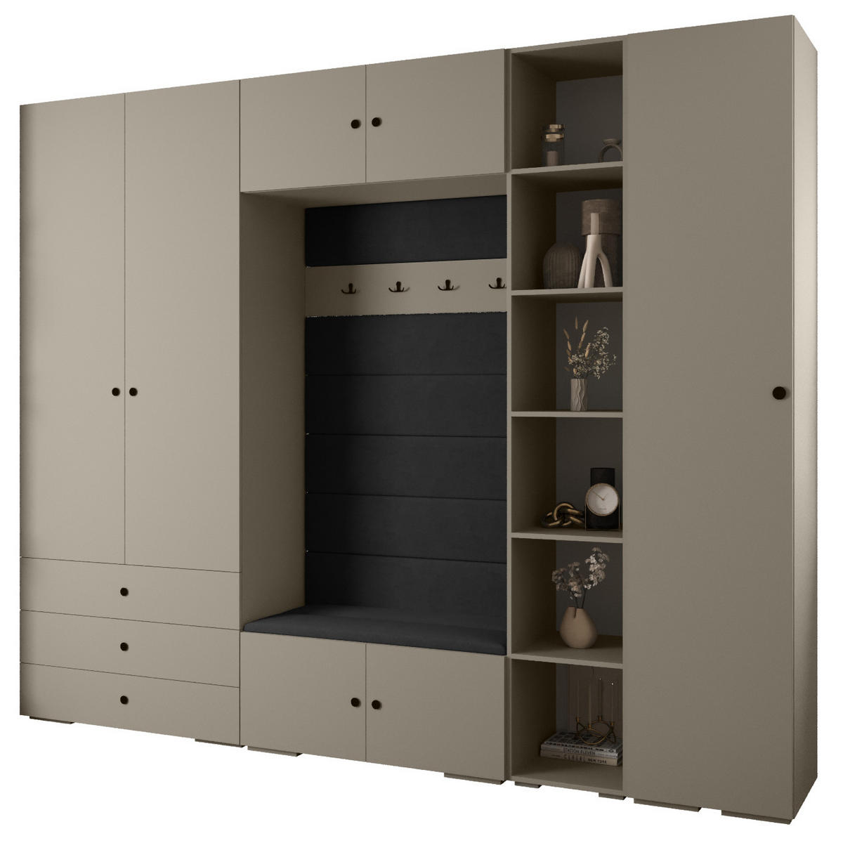 GARDEROBEN-SET 236,7/290/47 - Kaschmir/Schwarz, Holz/Kunststoff (290/236.7/47cm) - Abiks Möbel