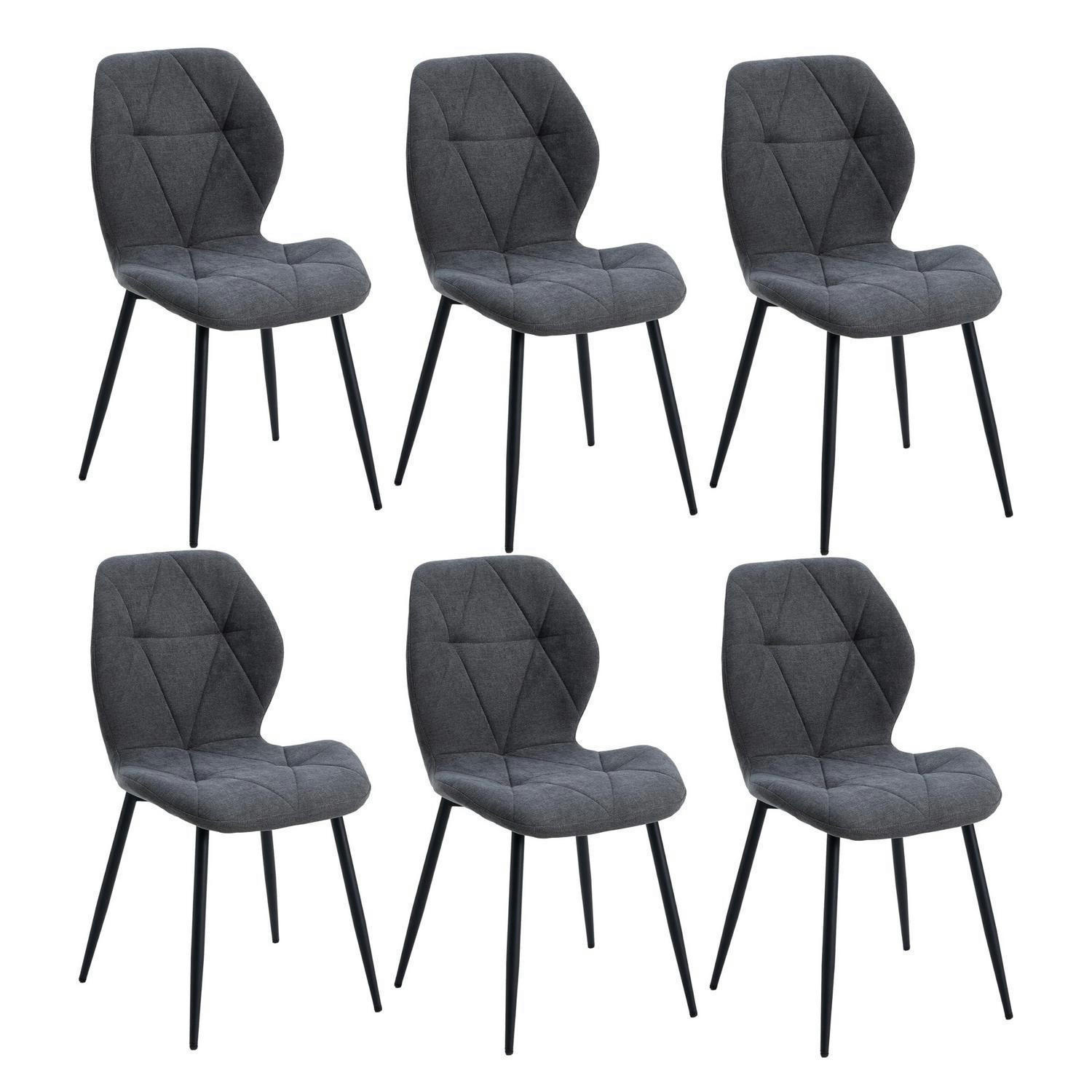ESSZIMMERSTÜHLE 6er-Set Stoff Dunkelgrau - Anthrazit, Textil (43/86/47.5cm)