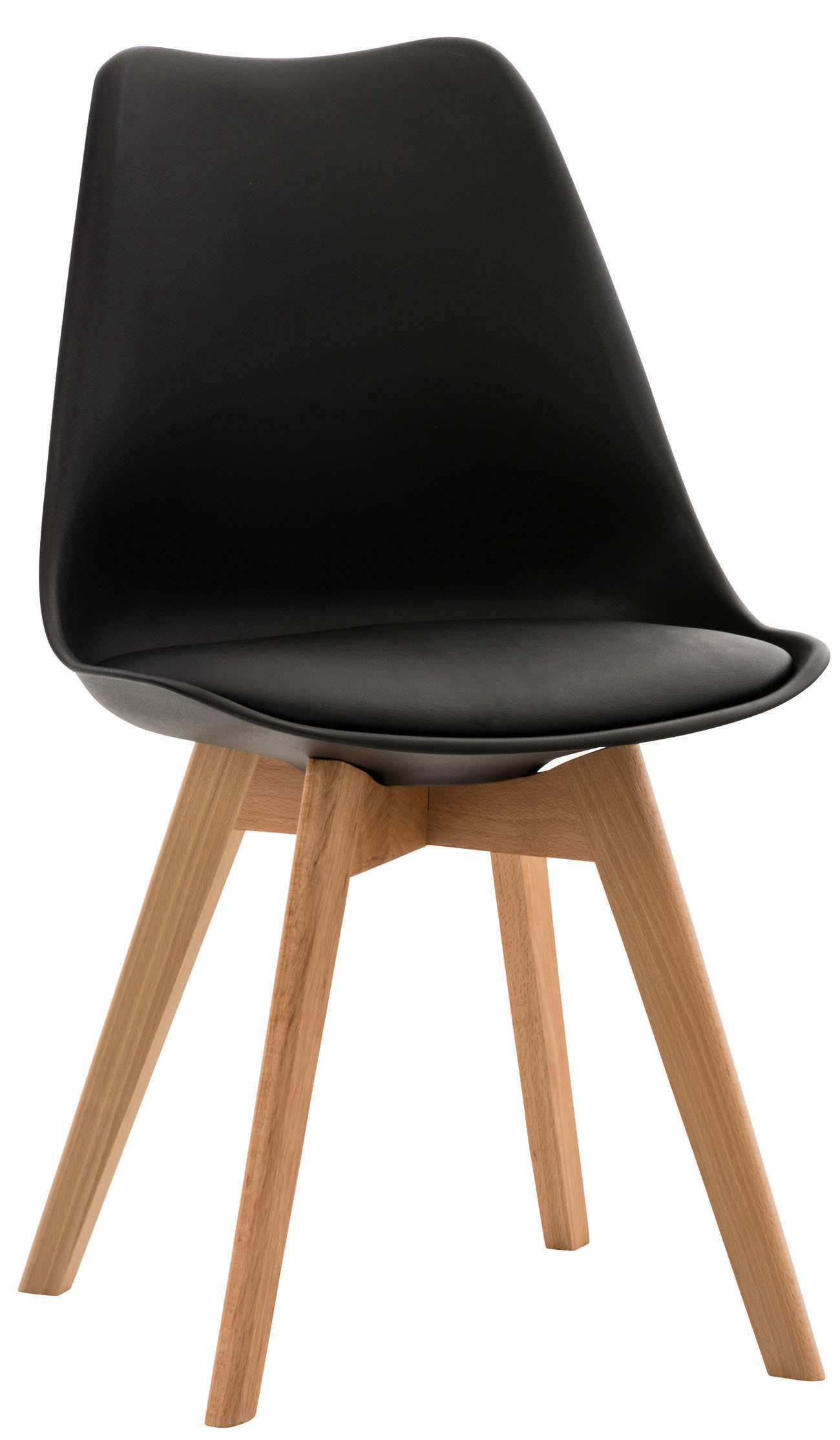 STUHL Kunststoff schwarz - Eukalyptusholzfarben/Schwarz, Holz/Kunststoff (49/83/50cm) - CLP