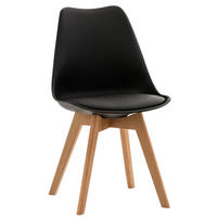 STUHL Kunststoff schwarz - Eukalyptusholzfarben/Schwarz, Holz/Kunststoff (49/83/50cm) - CLP