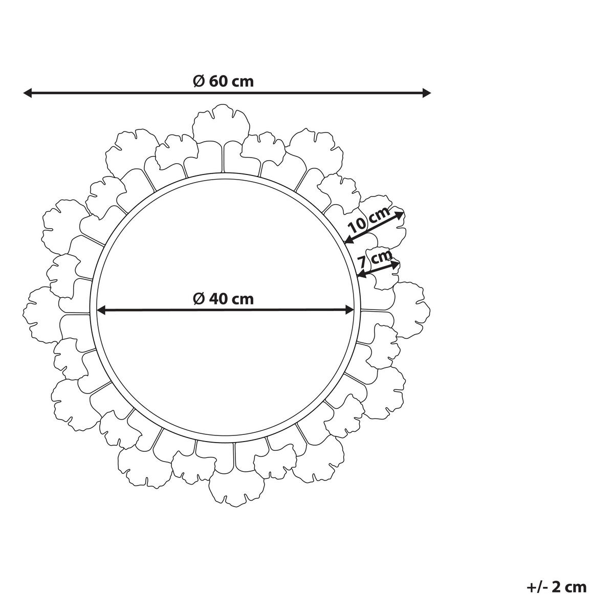 WANDSPIEGEL Metall gold rund 60 cm Ginkgo-Verziehrung Codolet - Goldfarben, Metall (60/60/3cm) - Beliani
