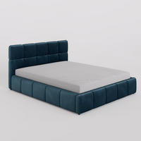 POLSTERBETT 180/200 cm, in Dunkelblau, Velours-Stoff, gepolstertes Kopfteil, Lattenrost, Bettkasten - Dunkelblau, Textil - Barchello