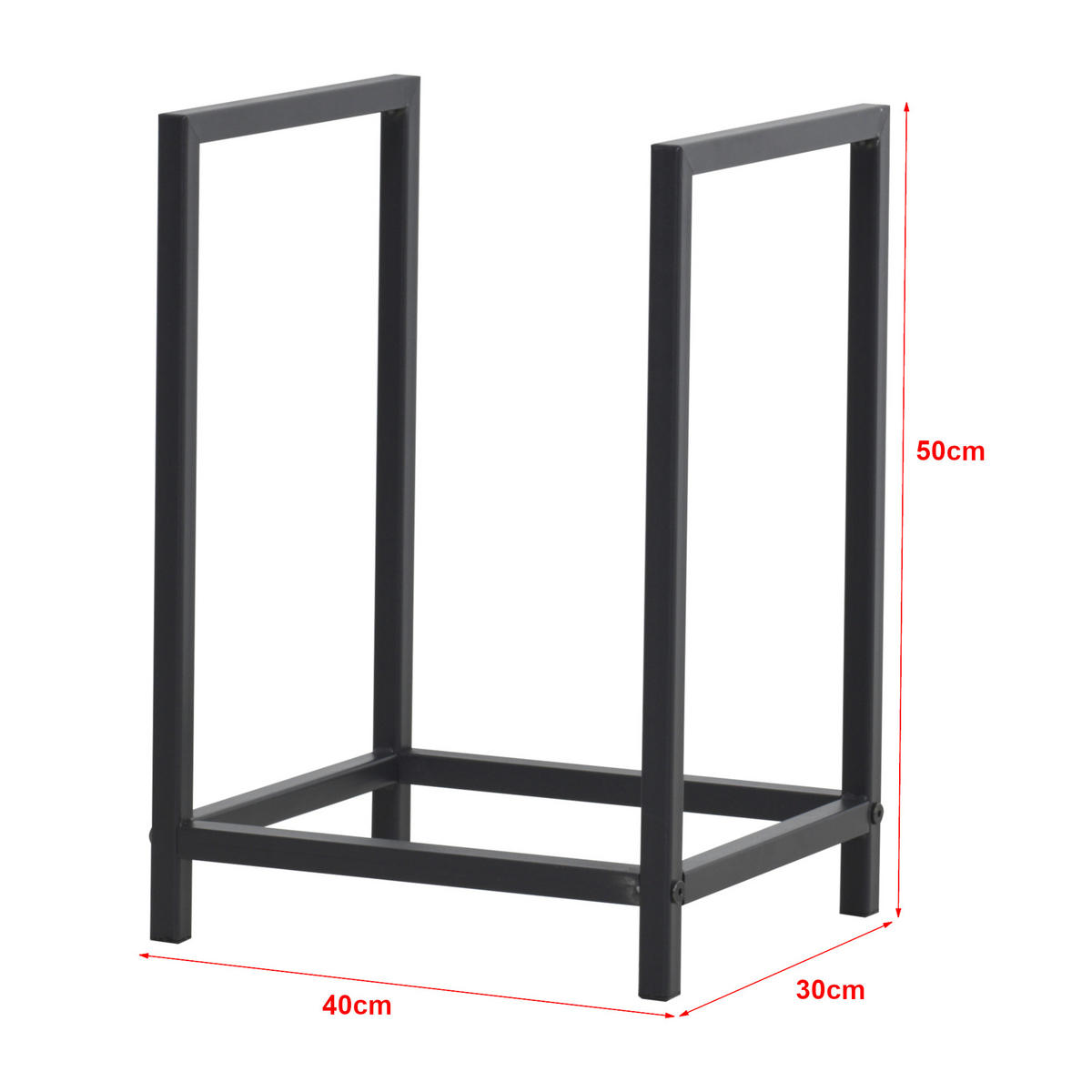 KAMINHOLZREGAL Torsås - Schwarz, Metall (40/50/30cm) - [en.casa]