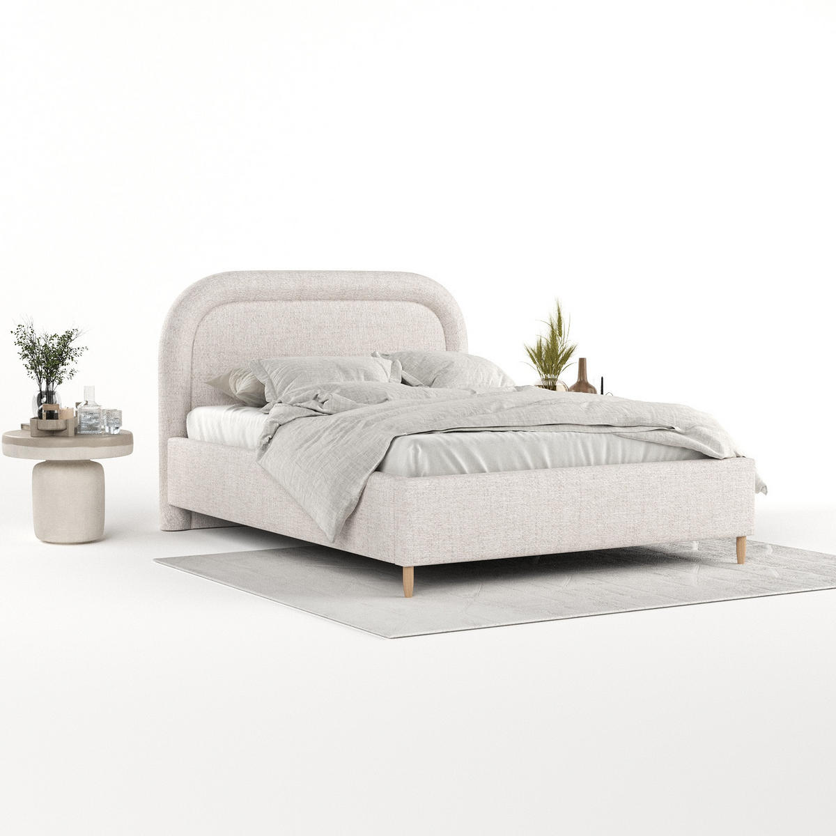 POLSTERBETT Zoya 180/200 cm Hellbeige im Neve Stoff - Sandfarben/Naturfarben, Holz/Holzwerkstoff (180/200cm) - AltaBeds