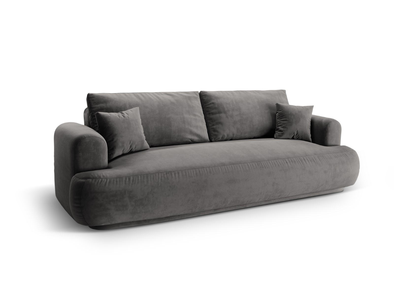 SOFA ausklappbar mit Bettkasten Ella aus Samt grau 3 Sitzplätze - Grau, Textil (271/94/108cm) - Micadoni