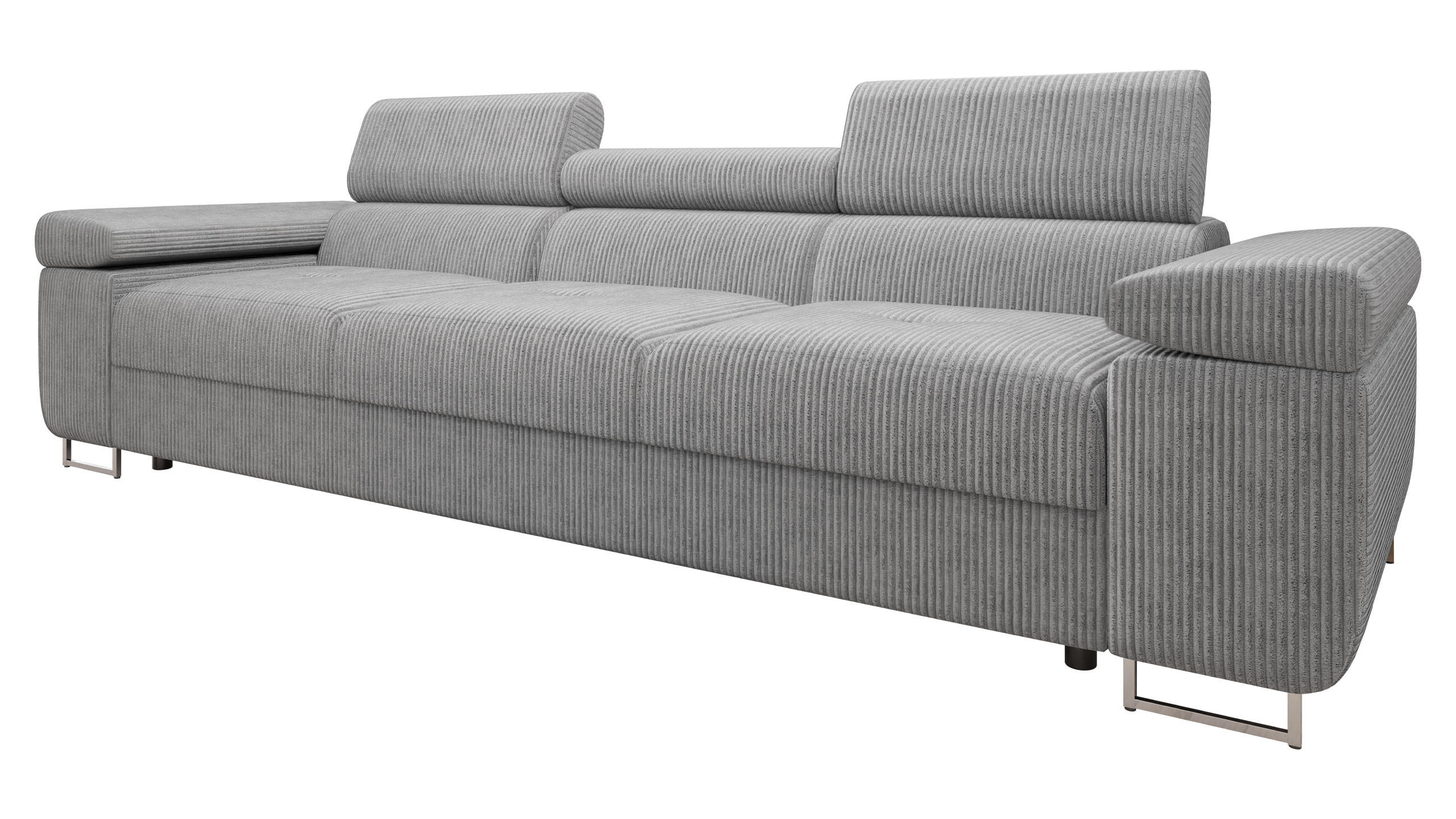 SOFA Torezio 3 Cord - Grau, Holz/Textil (263/90/102cm) - MIRJAN24