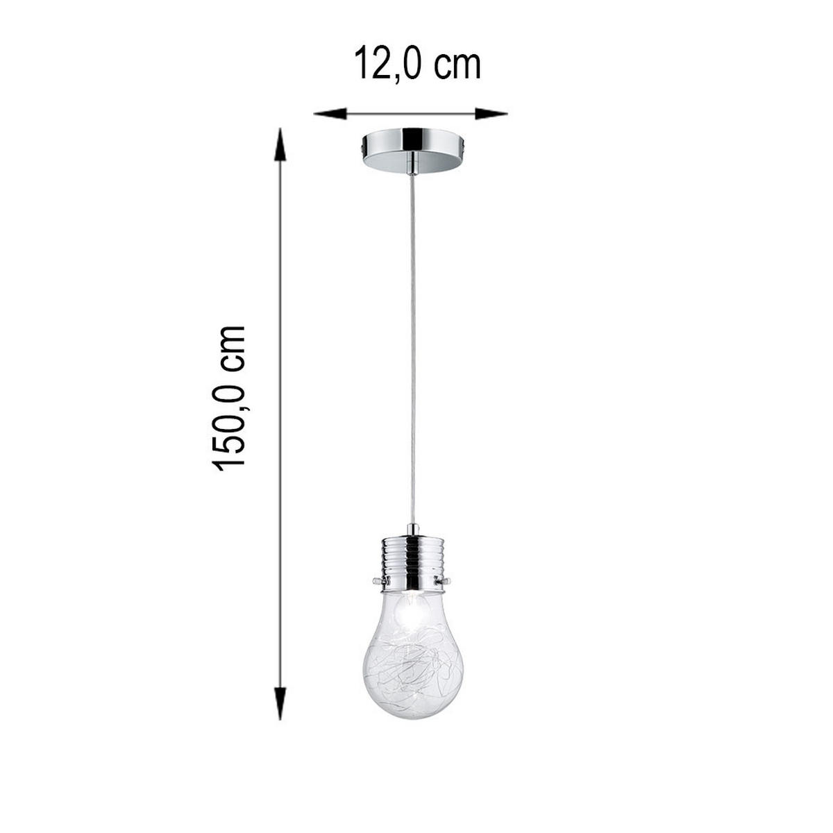 HÄNGELEUCHTE FUTURA Klar Drahtgeflecht Glas - Klar, Glas/Metall (12/12/150cm)