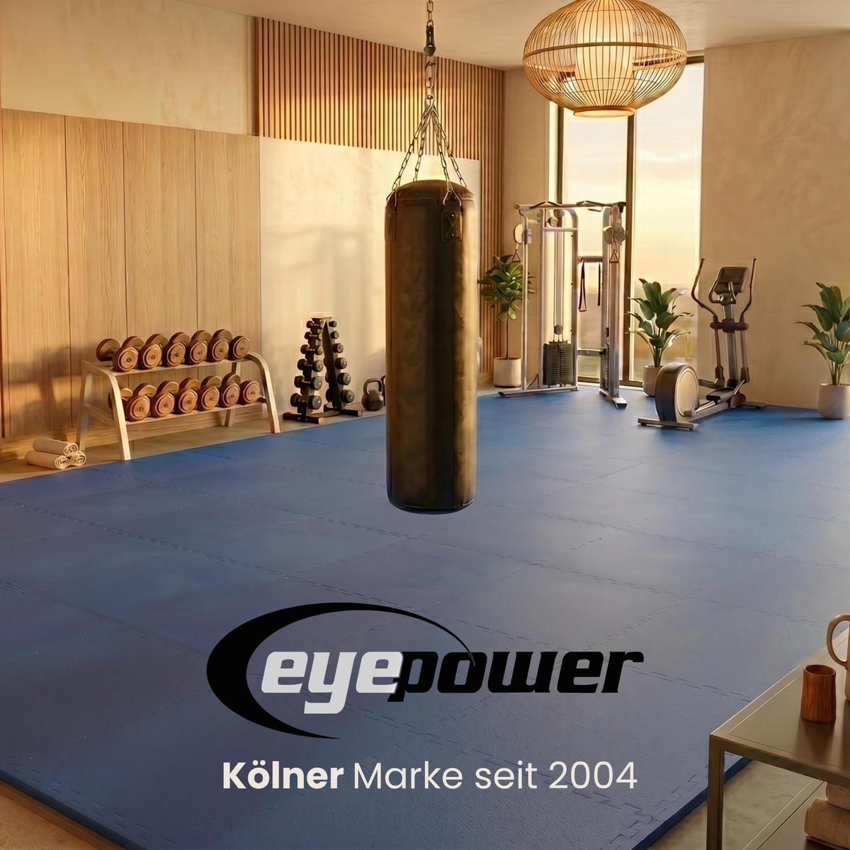 KAMPFSPORTMATTE - 90/90/4 cm - Blau / Schwarz - Blau, Kunststoff (90/90/4cm) - eyepower