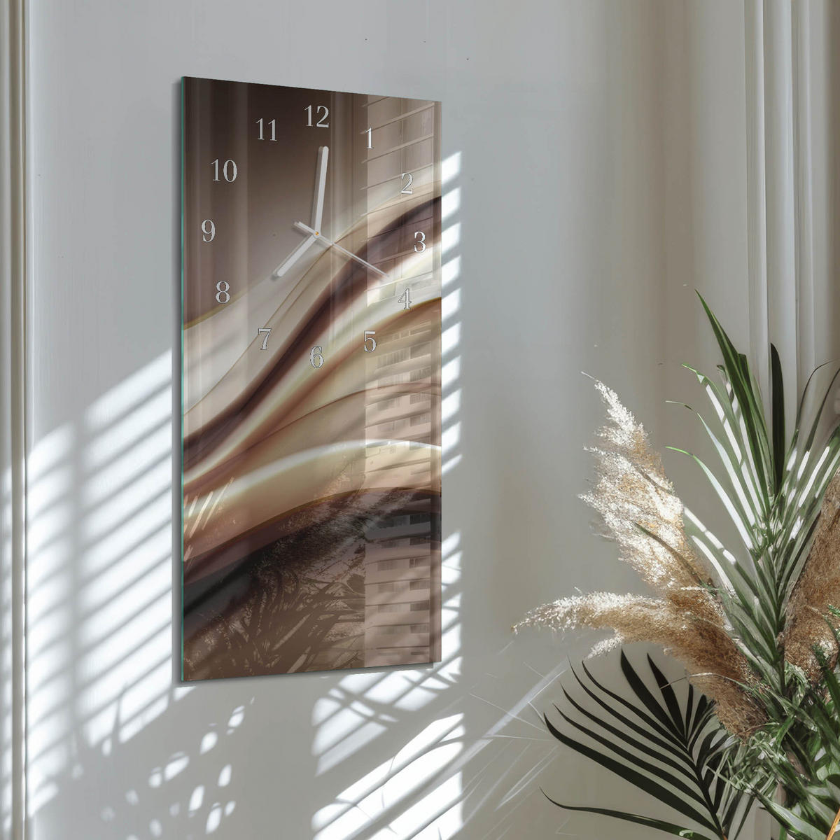 WANDUHR 30x60 cm - Horizont - Braun, Glas (30/60/0.4cm) - TULUP