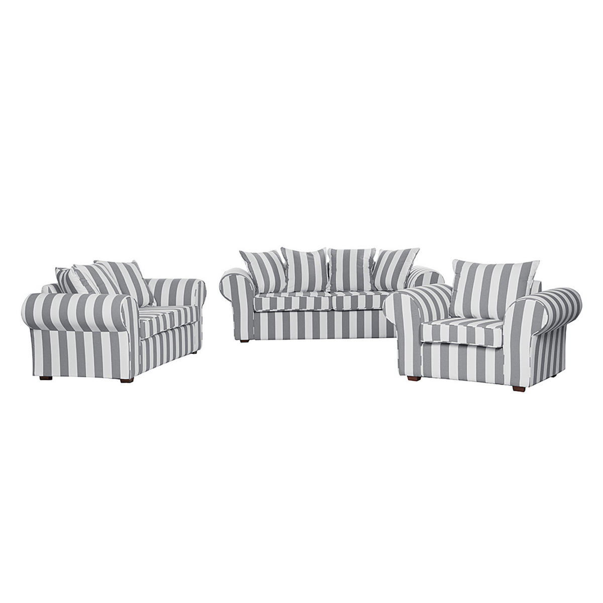 SESSEL - Webstoff - Grau gestreift - Grau, Holz/Textil (130/88/88cm) - home24
