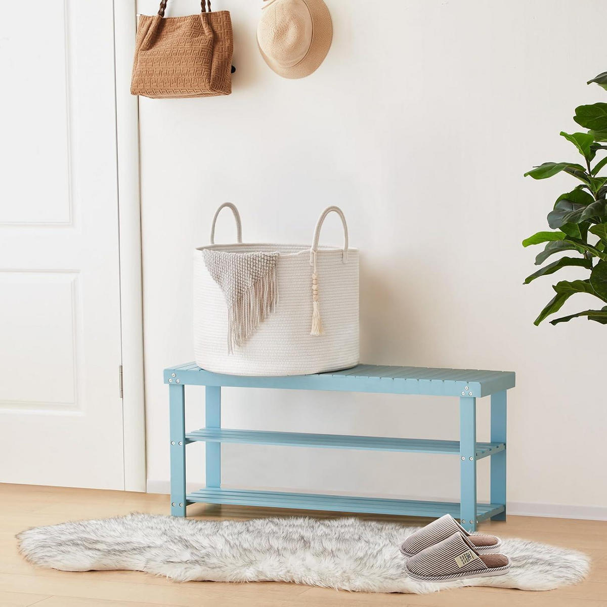 WÄSCHEKORB 65L Baumwollseil Weiß 50 x 33 cm - Weiß, Textil (50/33/50cm)