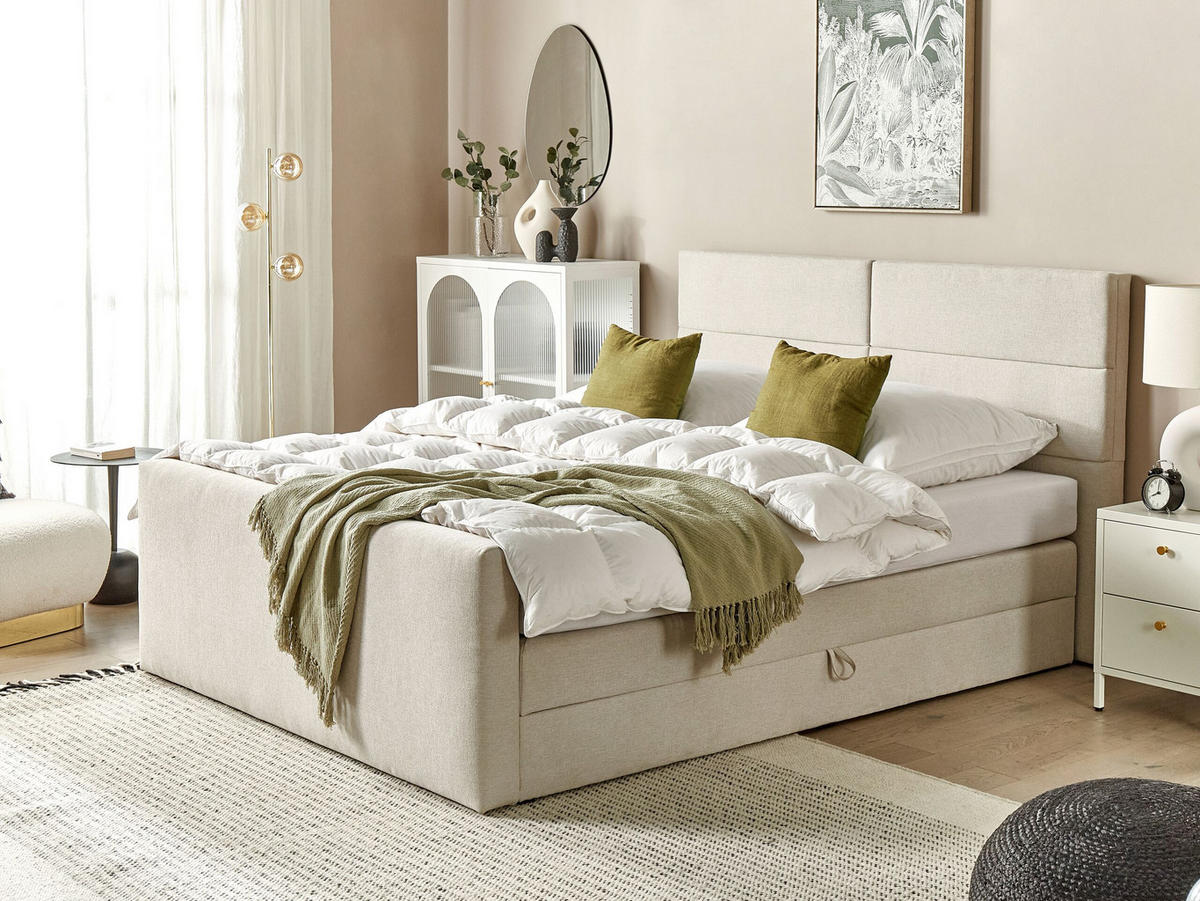 BOXSPRINGBETT 180/200cm Helles Beige Aristocrat - Beige, Textil (180/200cm) - Beliani