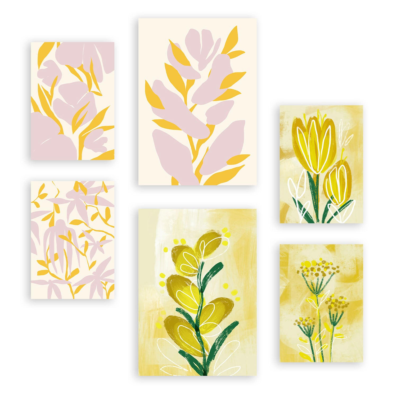 POSTER Set Mit 6 Restful Posy In Blume Zusammenfassung A3 & A4 Rahmenlos - Klar, Papier (29/3cm) - Nacnic