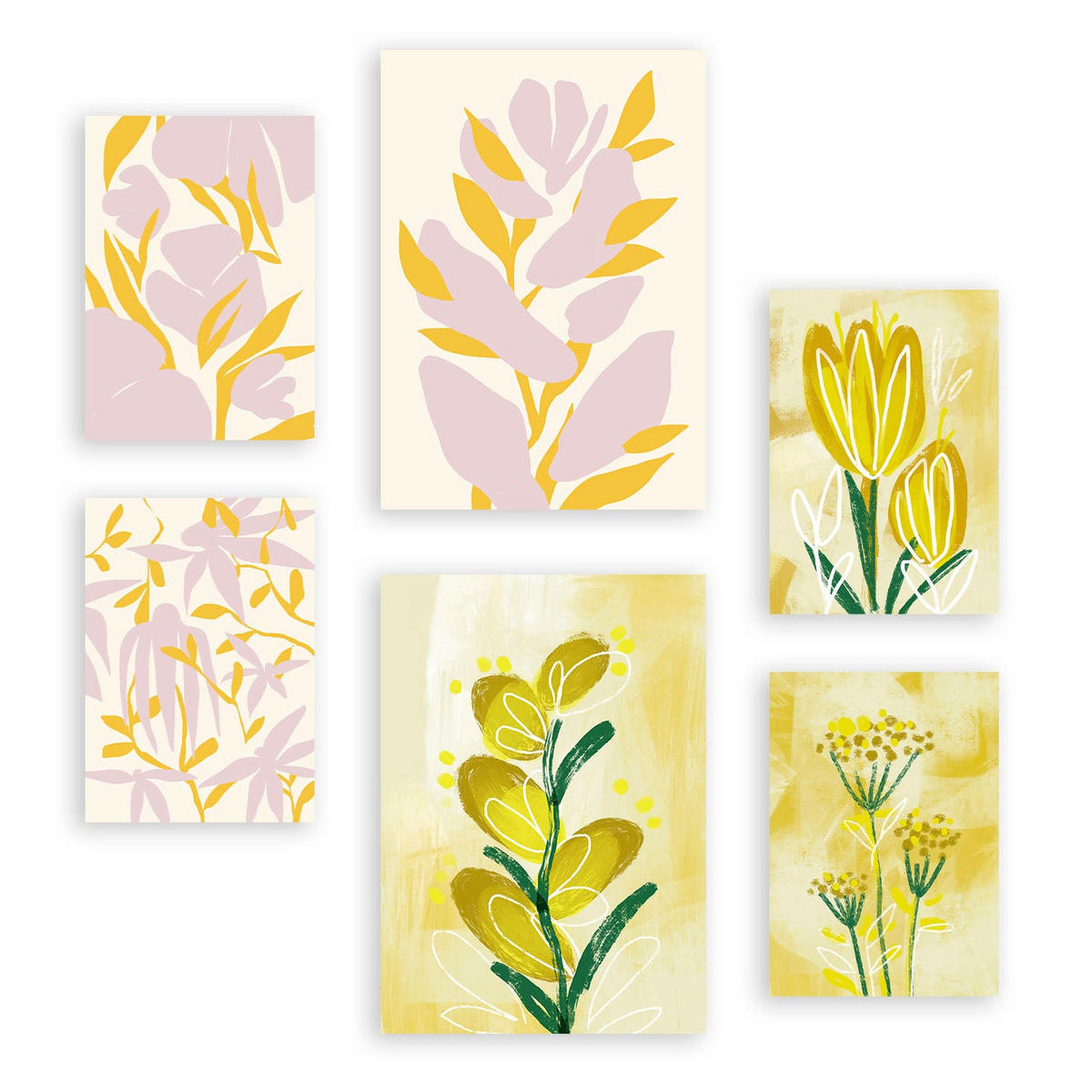 POSTER Set Mit 6 Restful Posy In Blume Zusammenfassung A3 & A4 Rahmenlos - Klar, Papier (29/3cm) - Nacnic