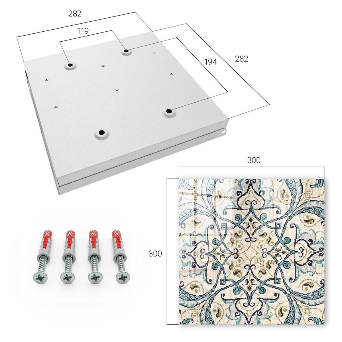 SCHLÜSSELBOX Weiß 30x30 cm – Türöffnung nach rechts - Türkisfarbener Schmuck - Beige, Metall (30/30/5cm) - TULUP