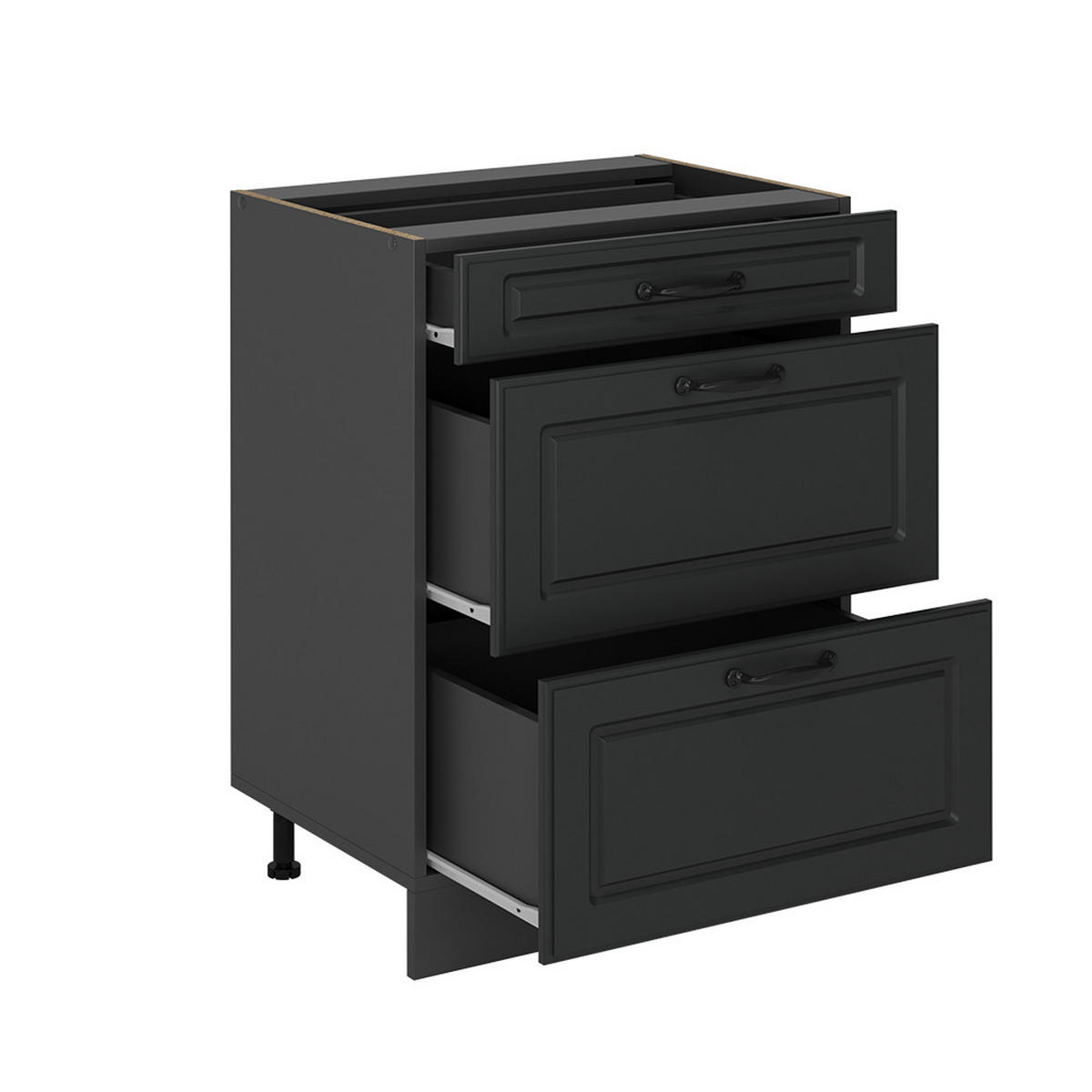 KÜCHENUNTERSCHRANK R-Line Anthrazit Landhaus 60 cm mit Schubladen, AP Eiche - Anthrazit, Holzwerkstoff (60/81.6/60cm) - Vicco