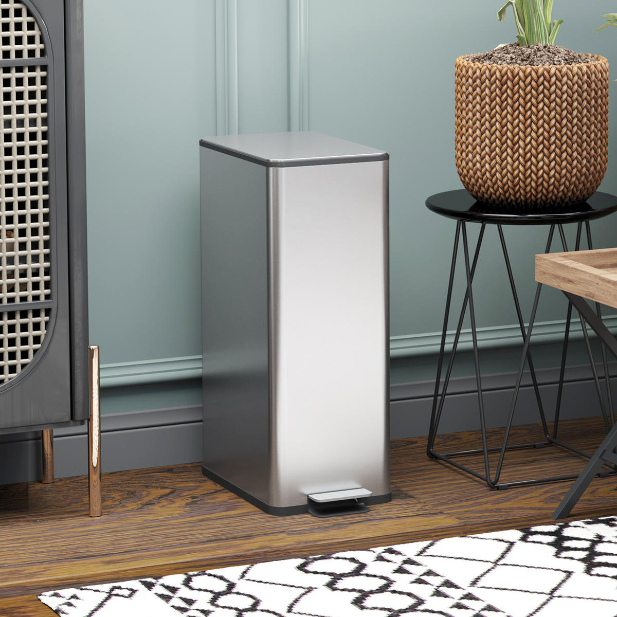 MÜLLEIMER 20L - Silberfarben, Metall (37.2/57/21.5cm) - HOMCOM