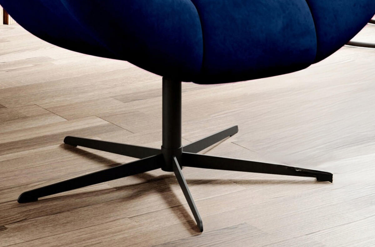 SESSEL SENSI Relaxstuhl mit 360° Drehung und Schwingfunktion – Lux-Schaumkissen, Blau, 104x46x119 cm - Blau/Schwarz, Holz/Textil (104/119/84cm) - DomoHome