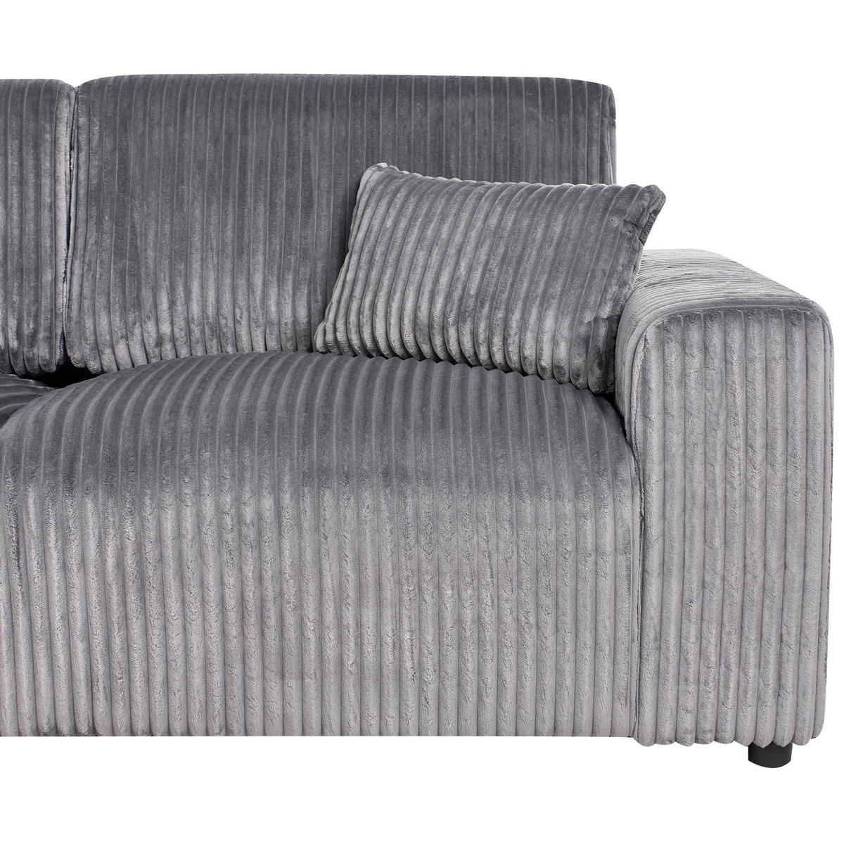 3-SITZER-SOFA Cord Grau Sandora - Grau, Textil (216/87/98cm) - Beliani