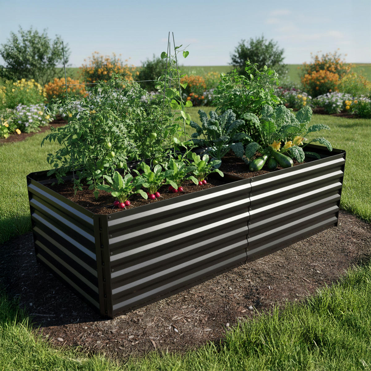 HOCHBEET - Anthrazit, Metall (100/57/100cm) - Relaxdays