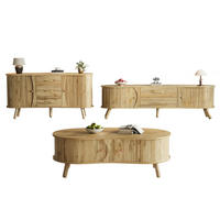 SET LIVING 3 piese masă TV și bufet - culoare naturală, compozit lemnos (160/55/36.5cm) - FLIEKS