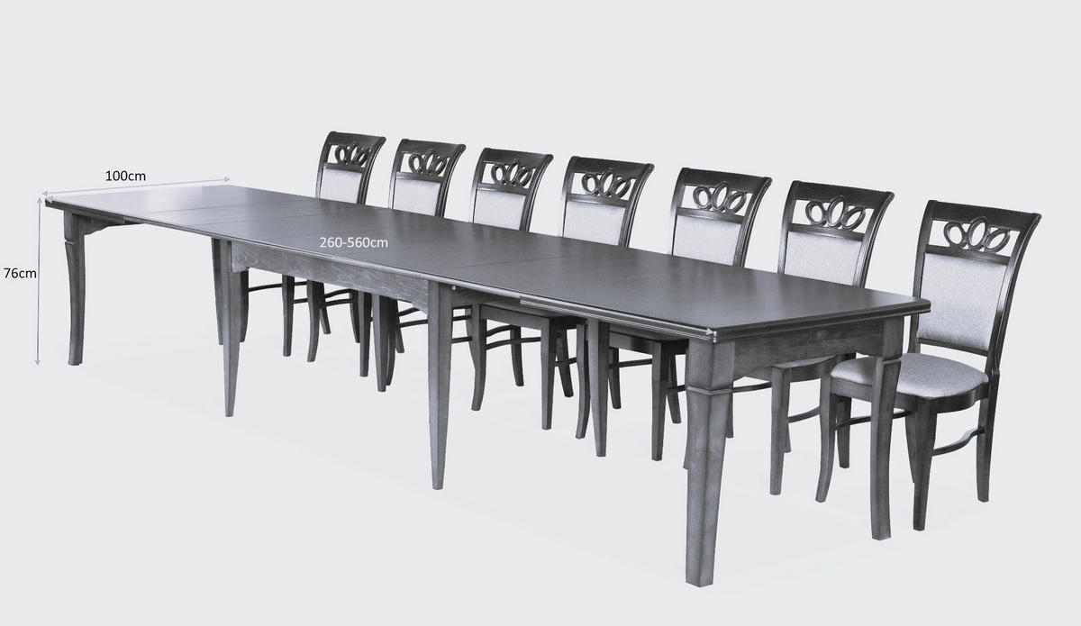 ESSTISCH GRANDE Ausziehbar 260 - 560 / 100 x 76 cm - Braun, Holz (260/100/76cm) - MASSENO