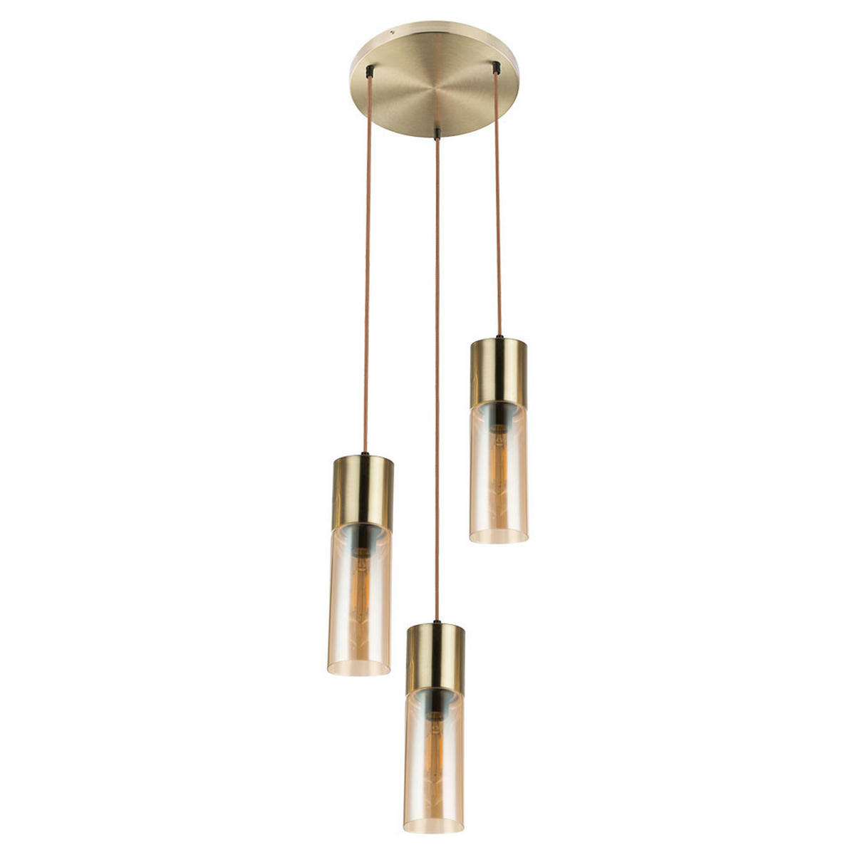 LED HÄNGELEUCHTE Messing Glas Amber - Messingfarben, Glas (30/30/150cm) - Globo Lighting