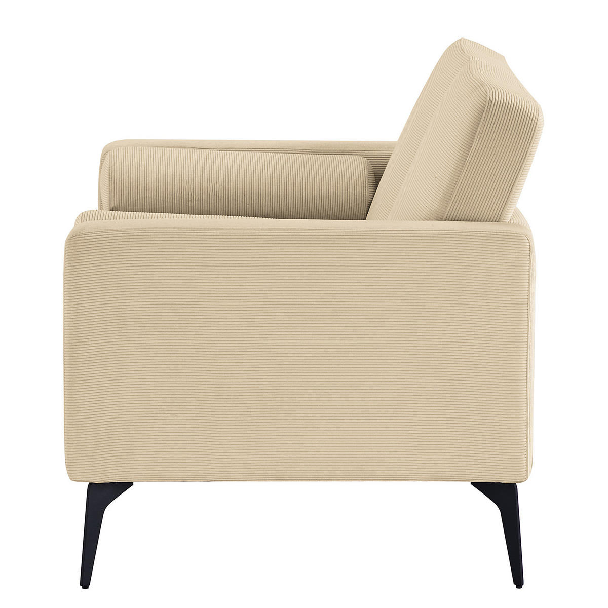 2-SITZER SOFA - Beige - Cord - Stahl - 142 x 82 x 76 cm - Beige/Schwarz, Textil/Metall (142/82/76cm) - home24