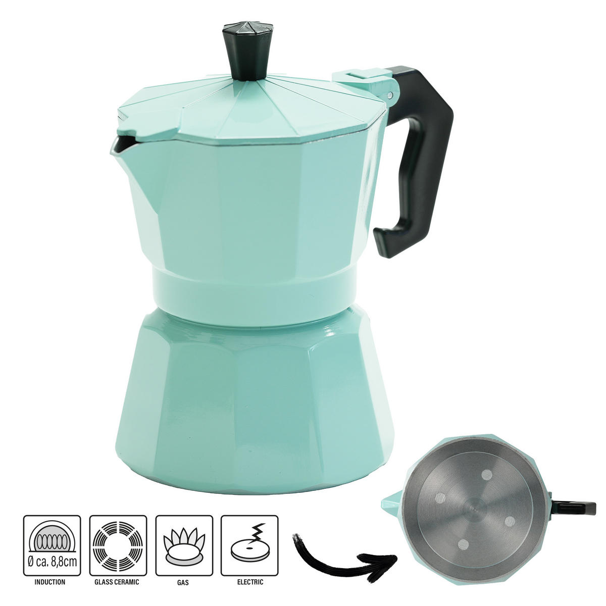 ESPRESSOKOCHER 240 ml - Mintgrün, Metall (17.5/13/22.8cm)