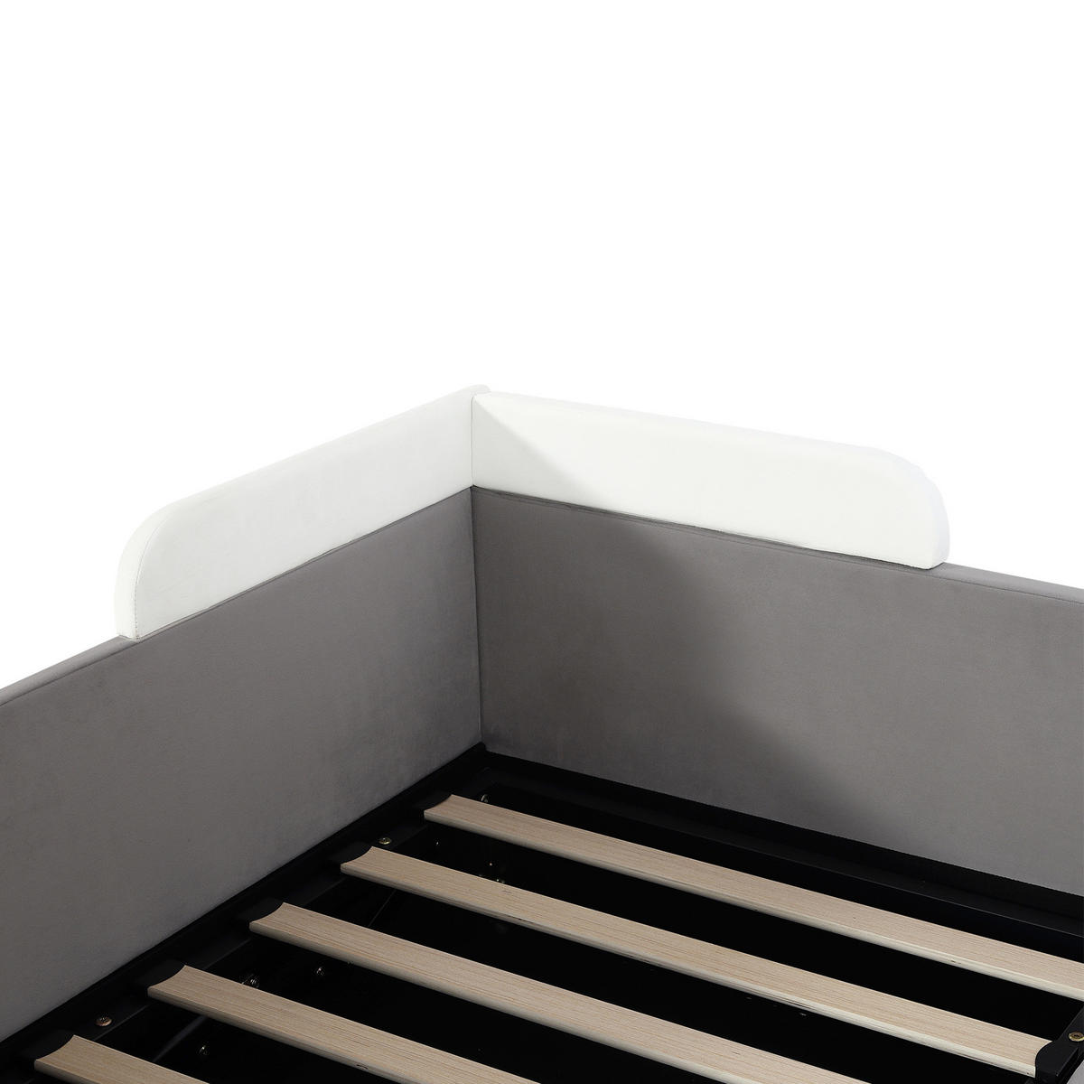 KINDER-POLSTERBETT aus Samt 90x200 cm Grau mit hydraulischem Stauraum - Grau, Textil (90/200cm) - IVMEU