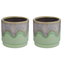BLUMENÜBERTOPF (2er Set) Painted - Grün, Keramik (16cm) - Butlers