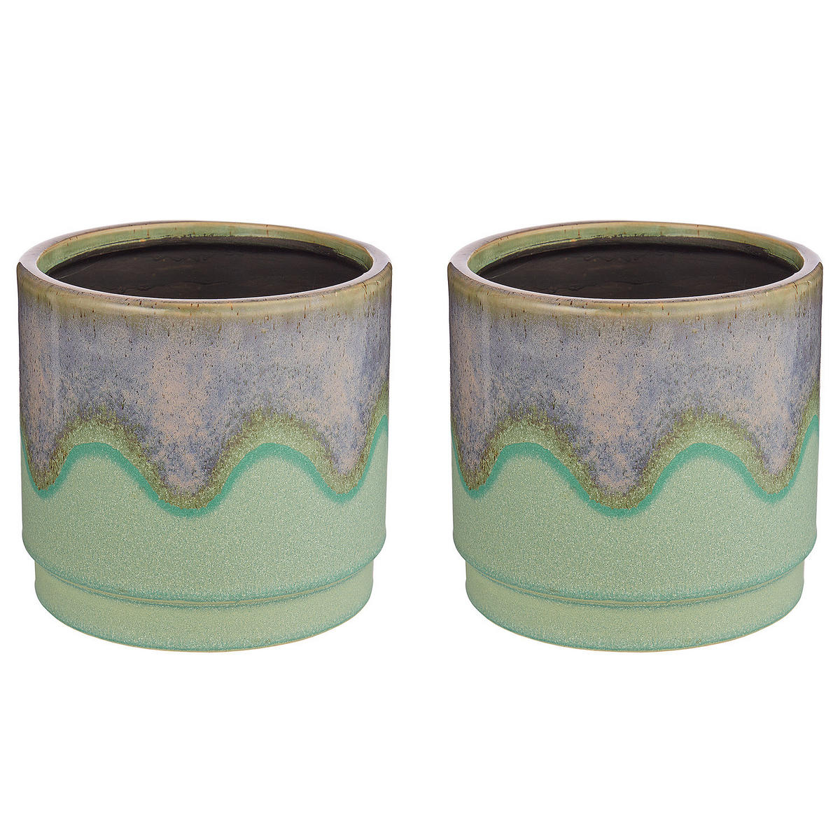 BLUMENÜBERTOPF (2er Set) Painted - Grün, Keramik (16cm) - Butlers