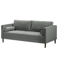 3-SITZER SOFA - Samt - Grau, Textil (191/80/86cm) - home24