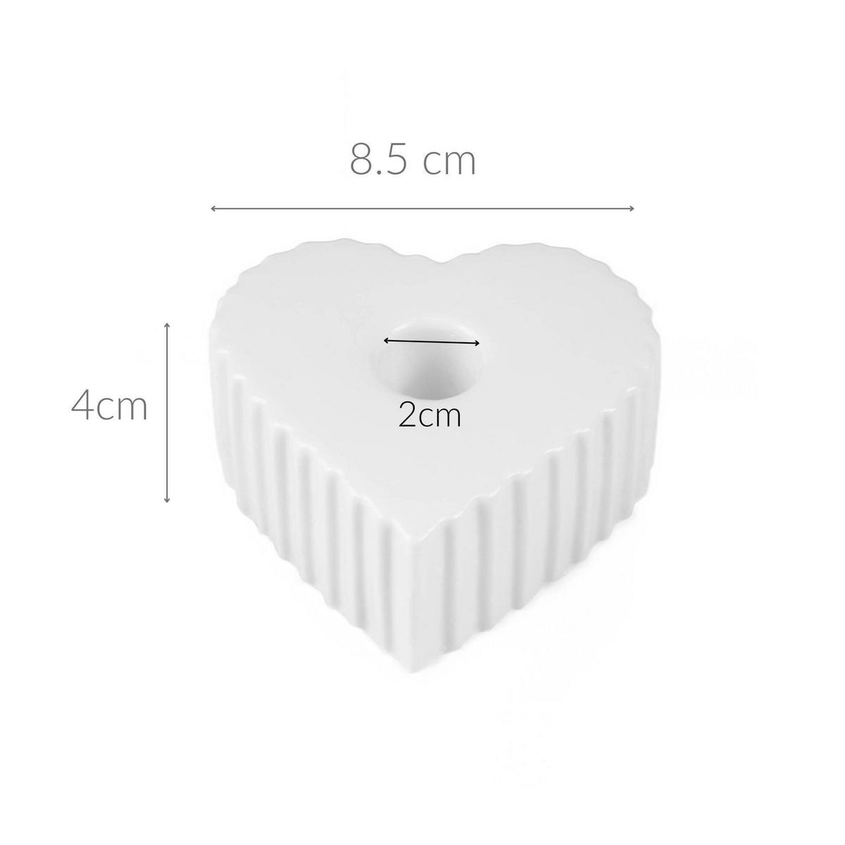 KERZENHALTER Anima Herzform 4/9 cm - Weiß, Keramik (8/4/9cm) - Boltze Home