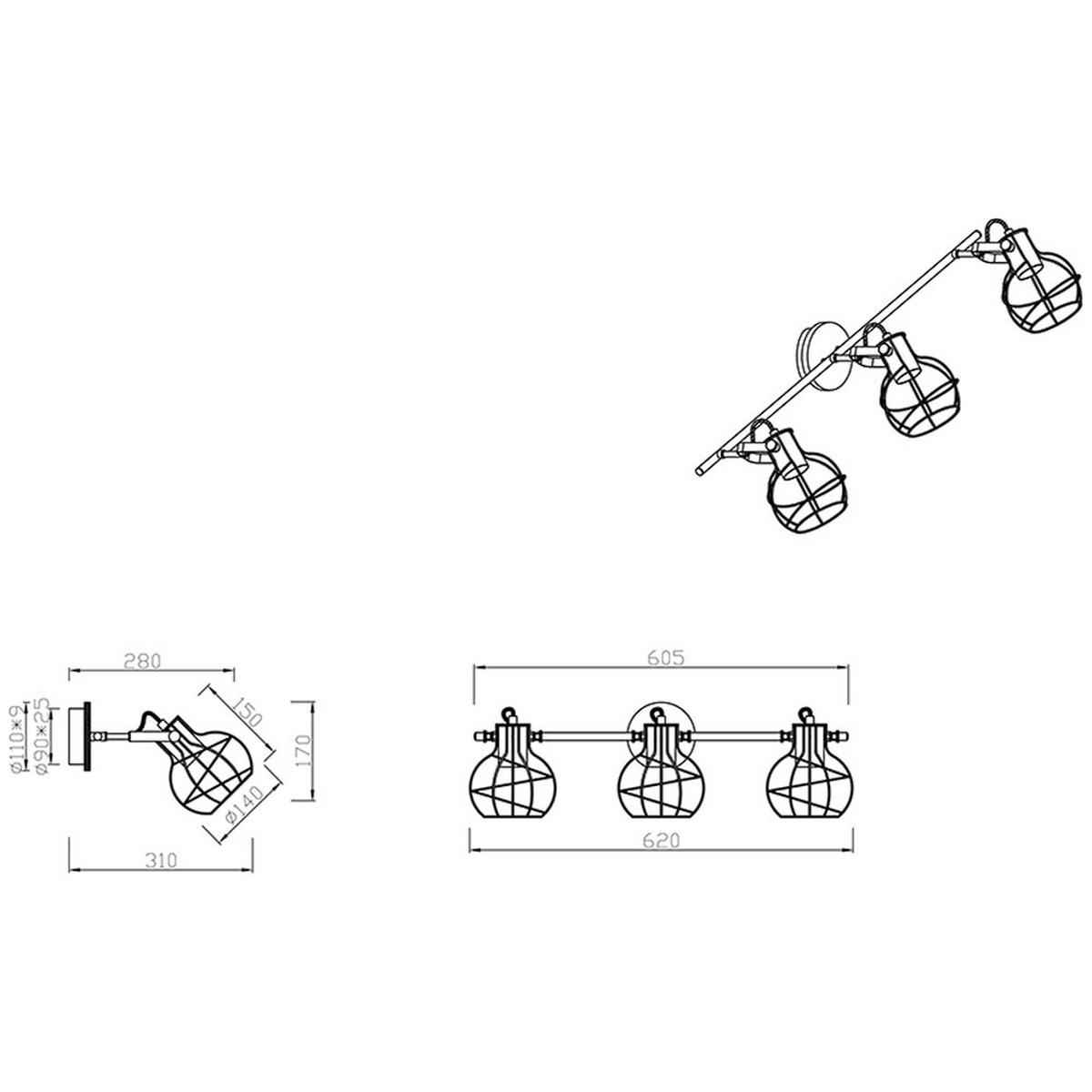 DECKENLEUCHTE MADRAS Silber Gestell - Silberfarben, Metall (60/14/28cm)