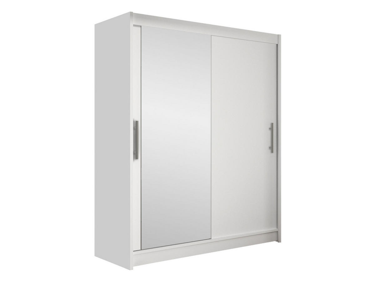 SCHWEBETÜRENSCHRANK Westa VI - Silberfarben/Weiß, Holzwerkstoff/Metall (150/200/58cm) - MIRJAN24