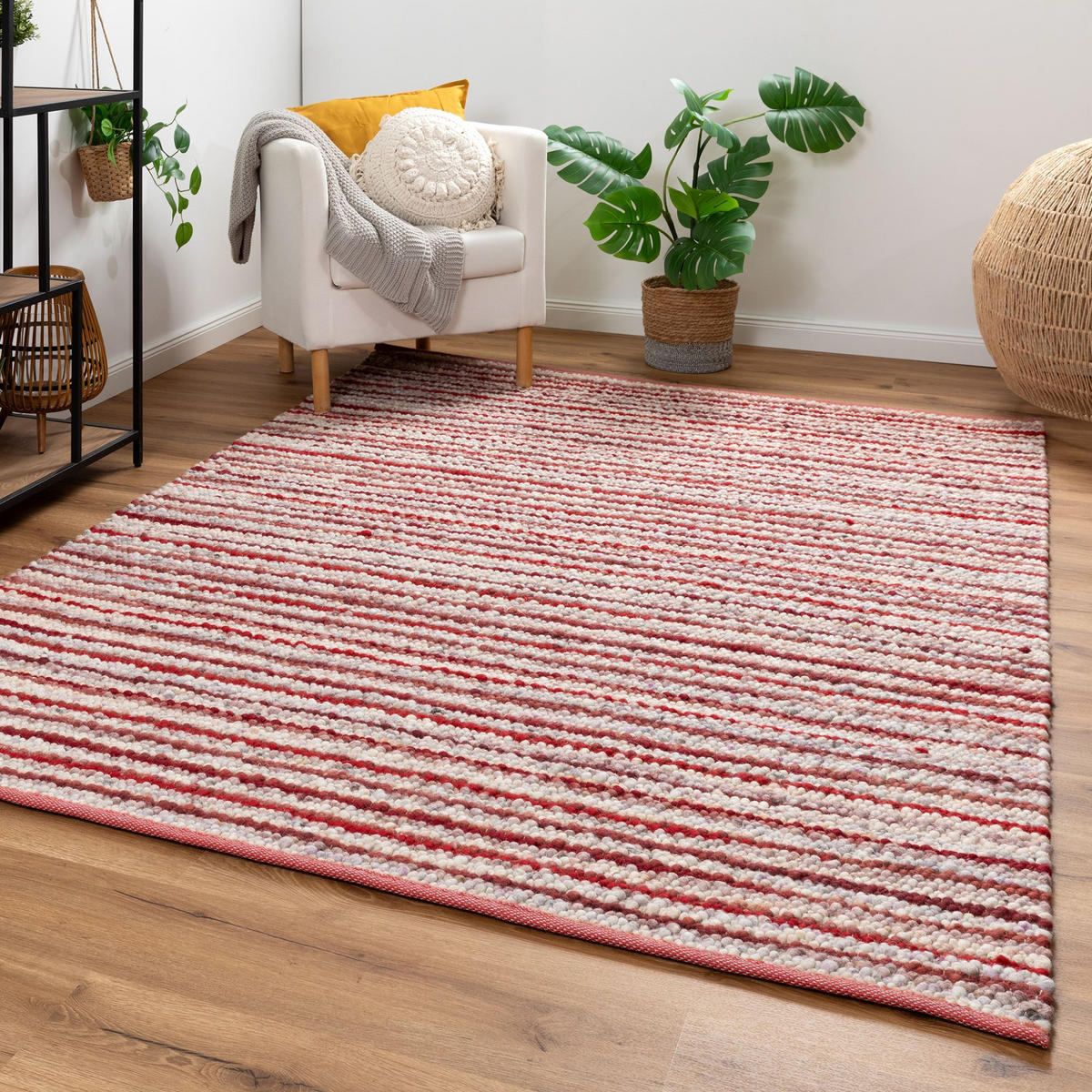 FLACHGEWEBETEPPICH 70/140 cm Schwansee - Rot, Naturmaterialien (70/140cm)