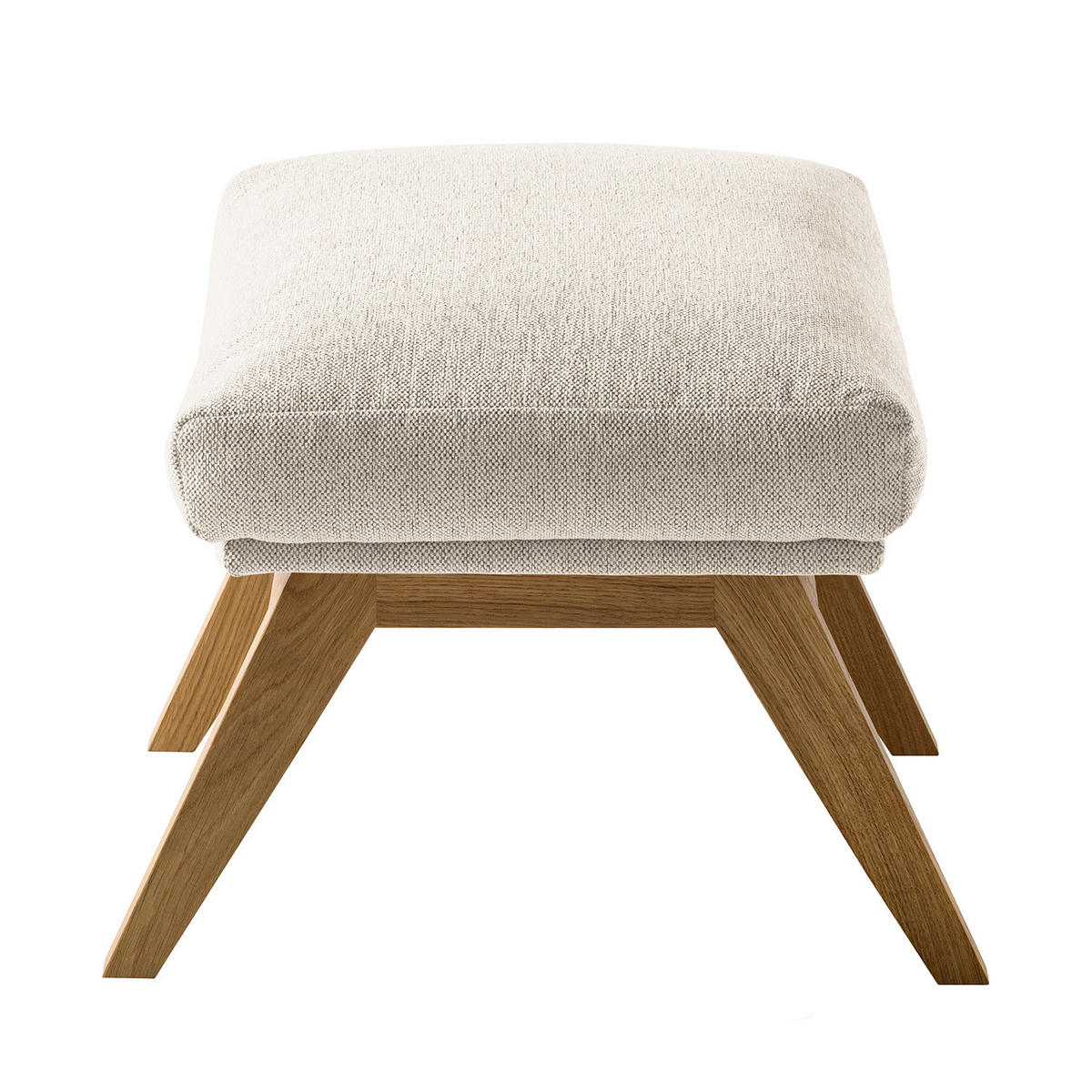HOCKER mit Holzfüßen - Eichefarben/Beige, Eichenholz/Textil (54/41/41cm) - home24