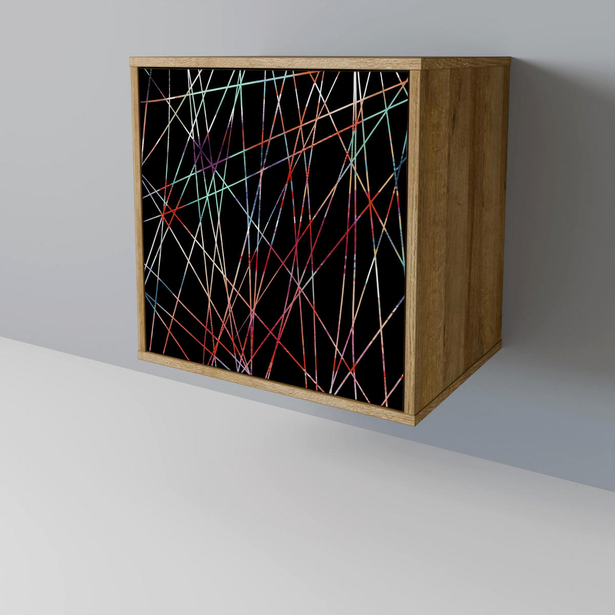 SIDEBOARD LUMINOUS SNARE, Eichefarben, 57,5x42x77,5 cm, Schräge Buchenholzfüße - Eichefarben/Buchefarben, Holzwerkstoff/Buchenholz (57.5/77.5/42cm) - SpaceRebels
