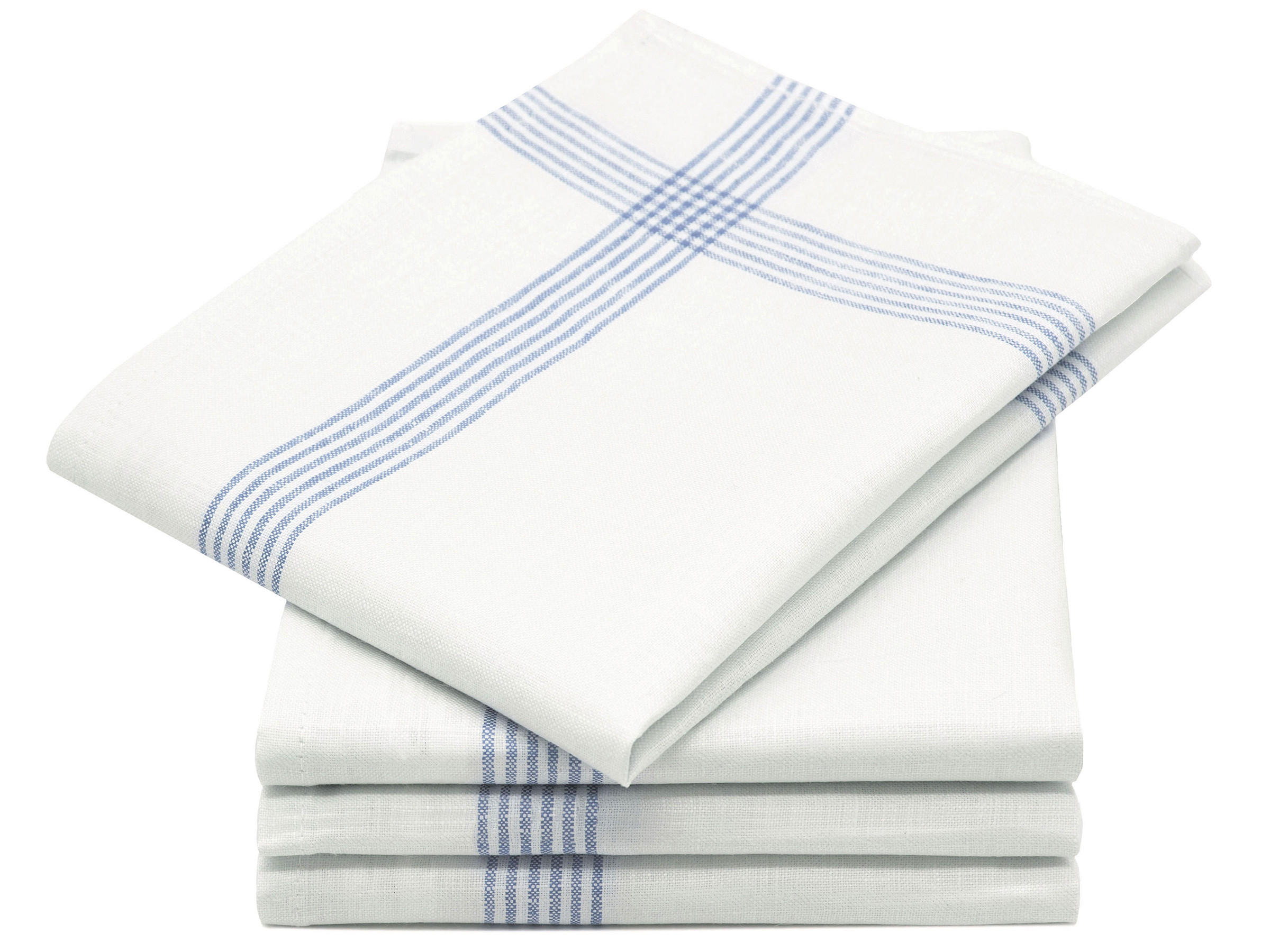 GESCHIRRTÜCHER, 4er-Set, 50x70 cm, 100% Leinen, Weiß - Blau/Weiß, Textil (50/70cm) - Zollner
