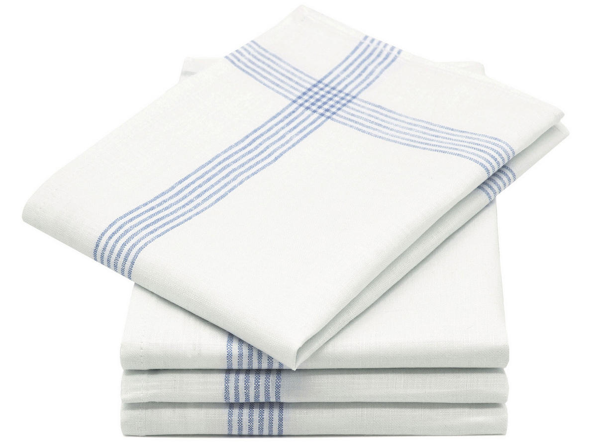 GESCHIRRTÜCHER, 4er-Set, 50x70 cm, 100% Leinen, Weiß - Blau/Weiß, Textil (50/70cm) - Zollner